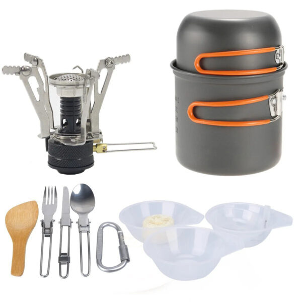 Camping Combination Kettle Set - Portable Camping Cookware Mess Kit - Image 2