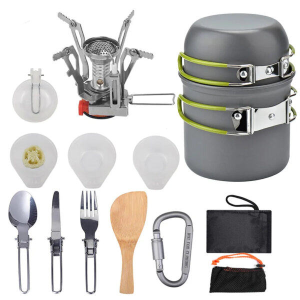 Camping Combination Kettle Set - Portable Camping Cookware Mess Kit - Image 4