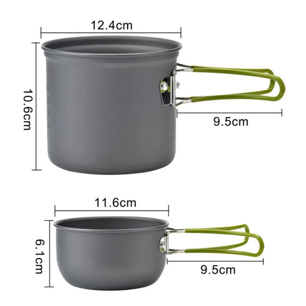 Camping Combination Kettle Set - Portable Camping Cookware Mess Kit - Image 7