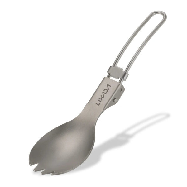 Lixada Camping Folding Titanium Spork - Lightweight Outdoor Tableware for Hiking and Picnic