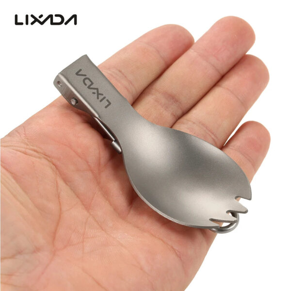 Lixada Camping Folding Titanium Spork - Lightweight Outdoor Tableware for Hiking and Picnic - Image 6