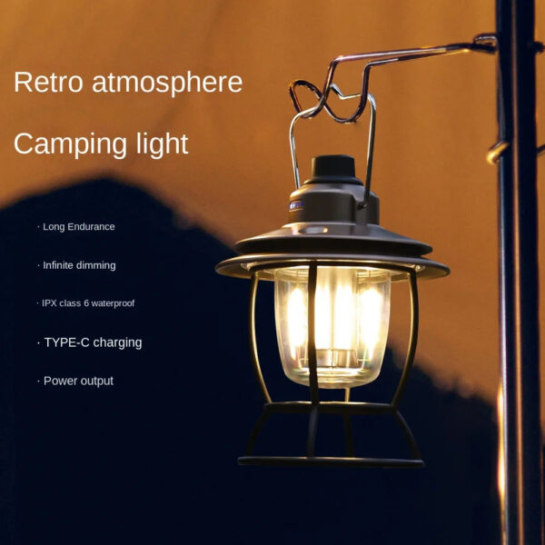 Lumen USB Rechargeable Retro LED Camping Lantern with Handle