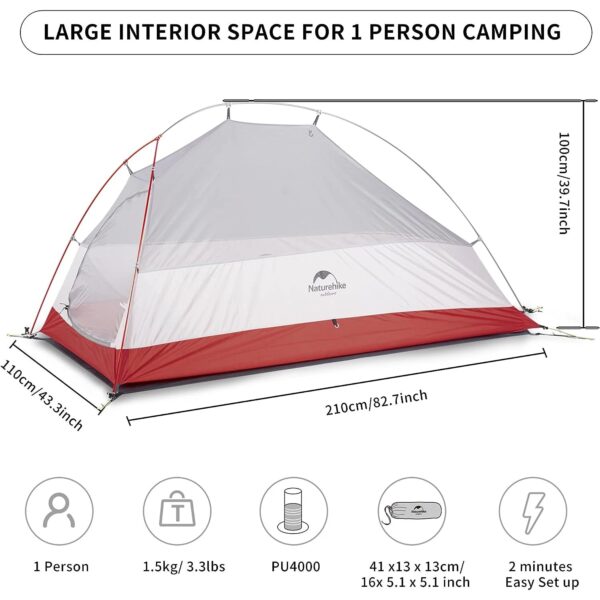 Naturehike Camping Tent Ultralight Portable Cloud Up 1 Person Shelter Tent Folding Backpack Waterproof Tent Travel Beach Tent - Image 7