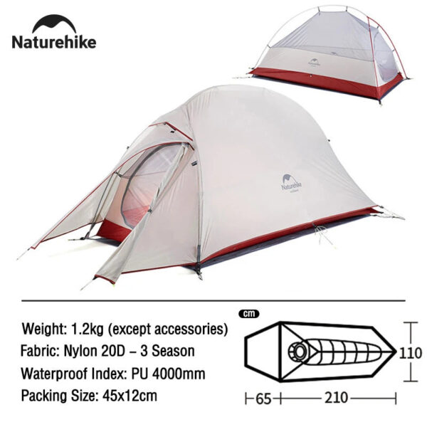 Naturehike Camping Tent Ultralight Portable Cloud Up 1 Person Shelter Tent Folding Backpack Waterproof Tent Travel Beach Tent - Image 9